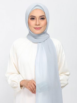 silver plain crinkled chiffon