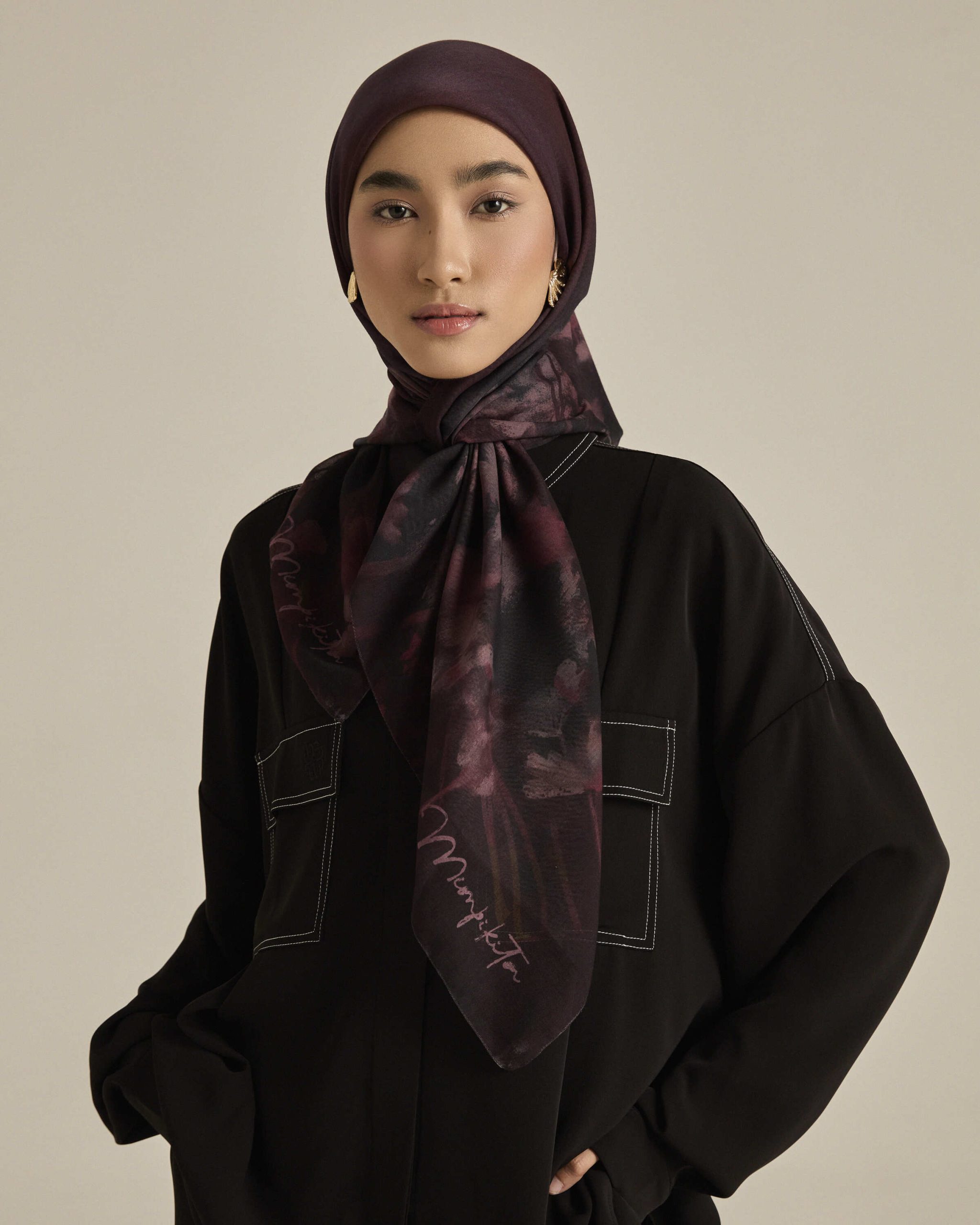 ethereal black square voile scarf