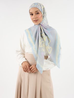 bunga raya dusty grey square scarf