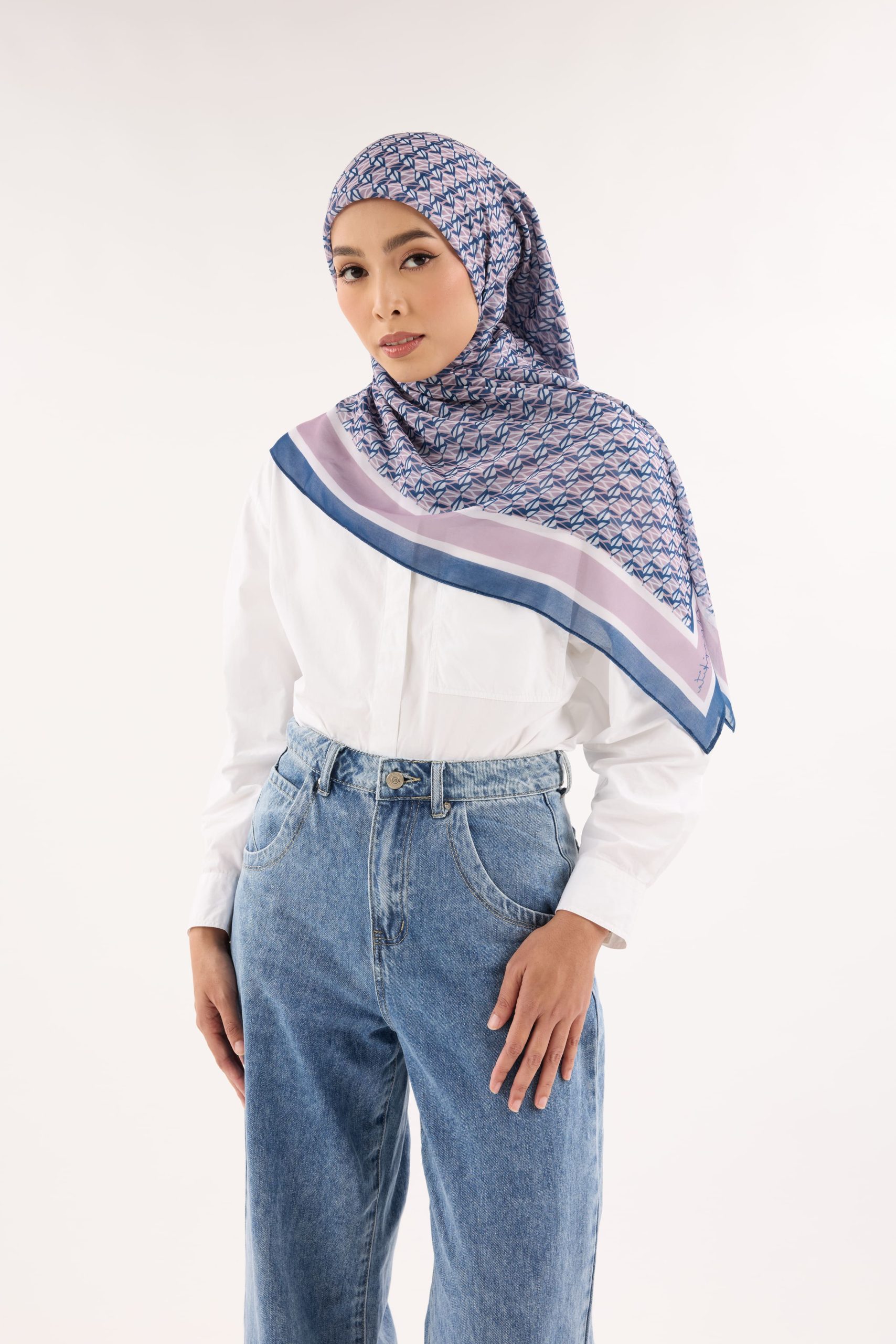 arica blue pink emblem square scarf