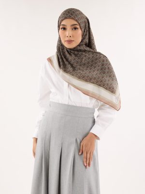 arica latte brown emblem square scarf