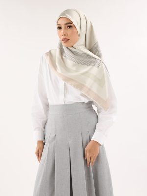avery deep cream printed square satin scarf