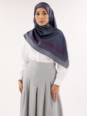 avery ash navy printed square satin scarf