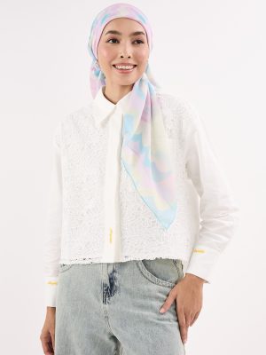 fruity baby blue square scarf