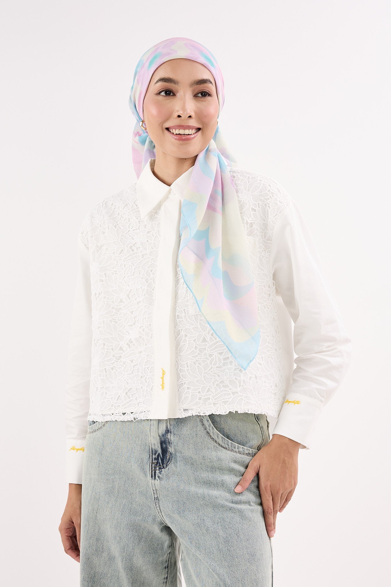 fruity baby blue square scarf