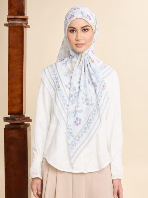 dhia off white printed square voile scarf