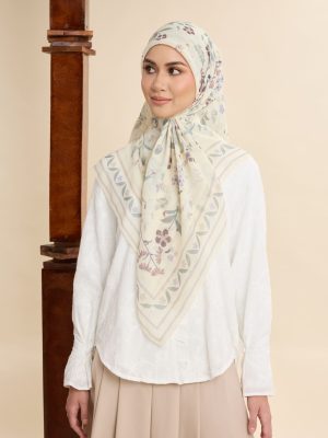 dhia butter yellow printed square voile scarf
