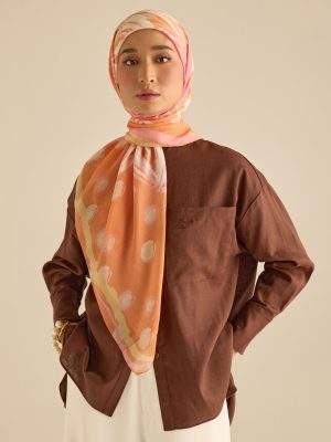 cassia orange square voile scarf