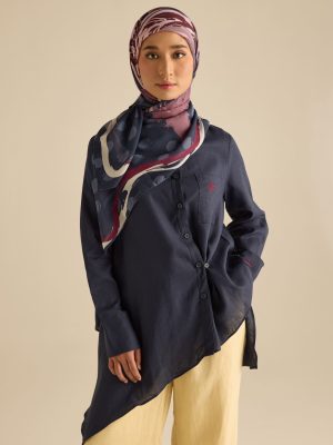 cassia navy square voile scarf