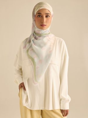 cassia soft blue square voile scarf