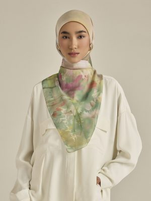 ethereal green square voile scarf