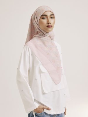 ruya dusty pink monogram square voile scarf