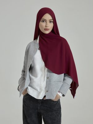 leya maroon embroidered chiffon shawl