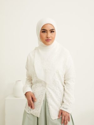 sajwa white square voile scarf (45 inch)
