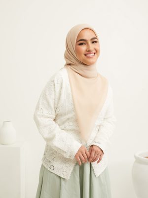 sajwa beige square voile scarf (45 inch)
