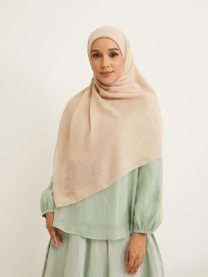 faten beige square voile scarf (60 inch)