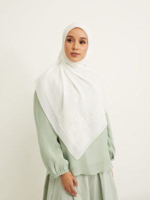 faten white square voile scarf (60 inch)