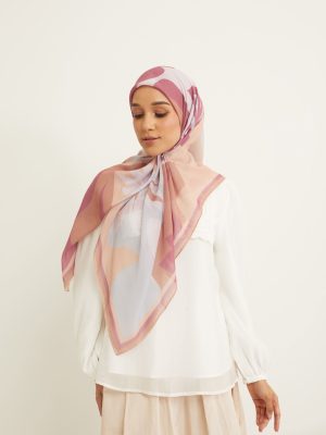 yara maroon floral abstract voile scarf