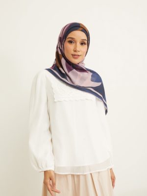 yara navy floral abstract voile scarf
