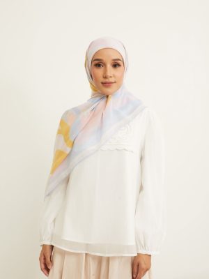 yara off white floral abstract voile scarf