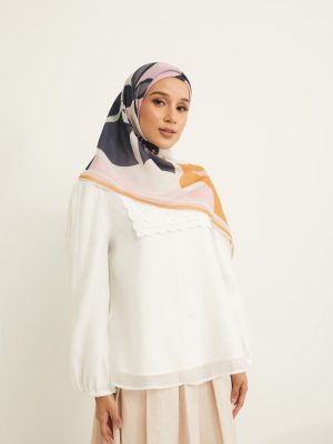 yara pink floral abstract voile scarf