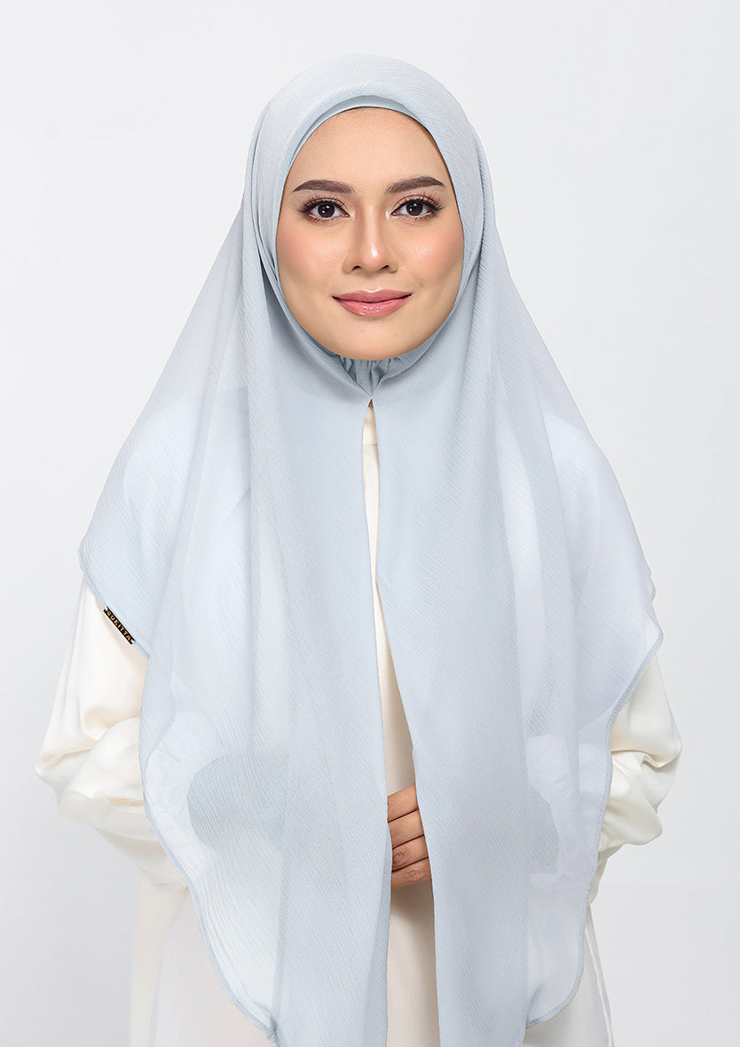 silver plain crinkled chiffon