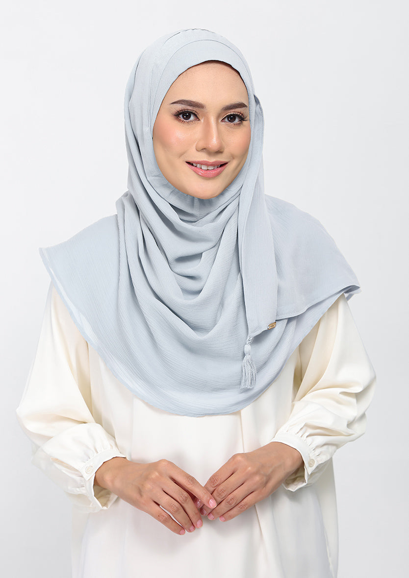 silver plain crinkled chiffon
