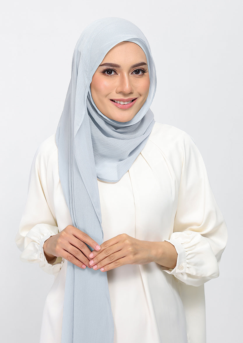 silver plain crinkled chiffon