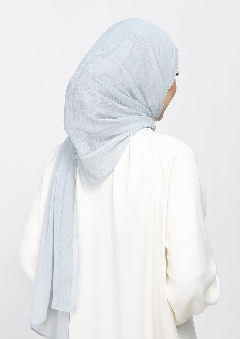silver plain crinkled chiffon