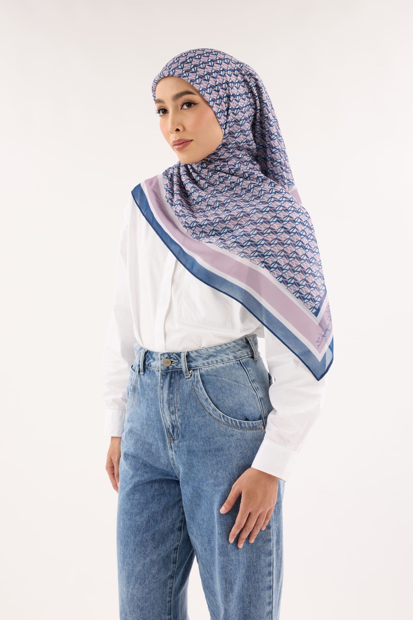 arica blue pink emblem square scarf