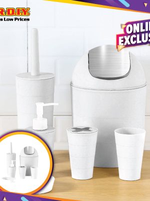 (mr.diy) 6 in 1 bathroom toiletries set white
