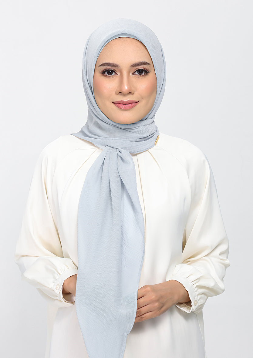 silver plain crinkled chiffon