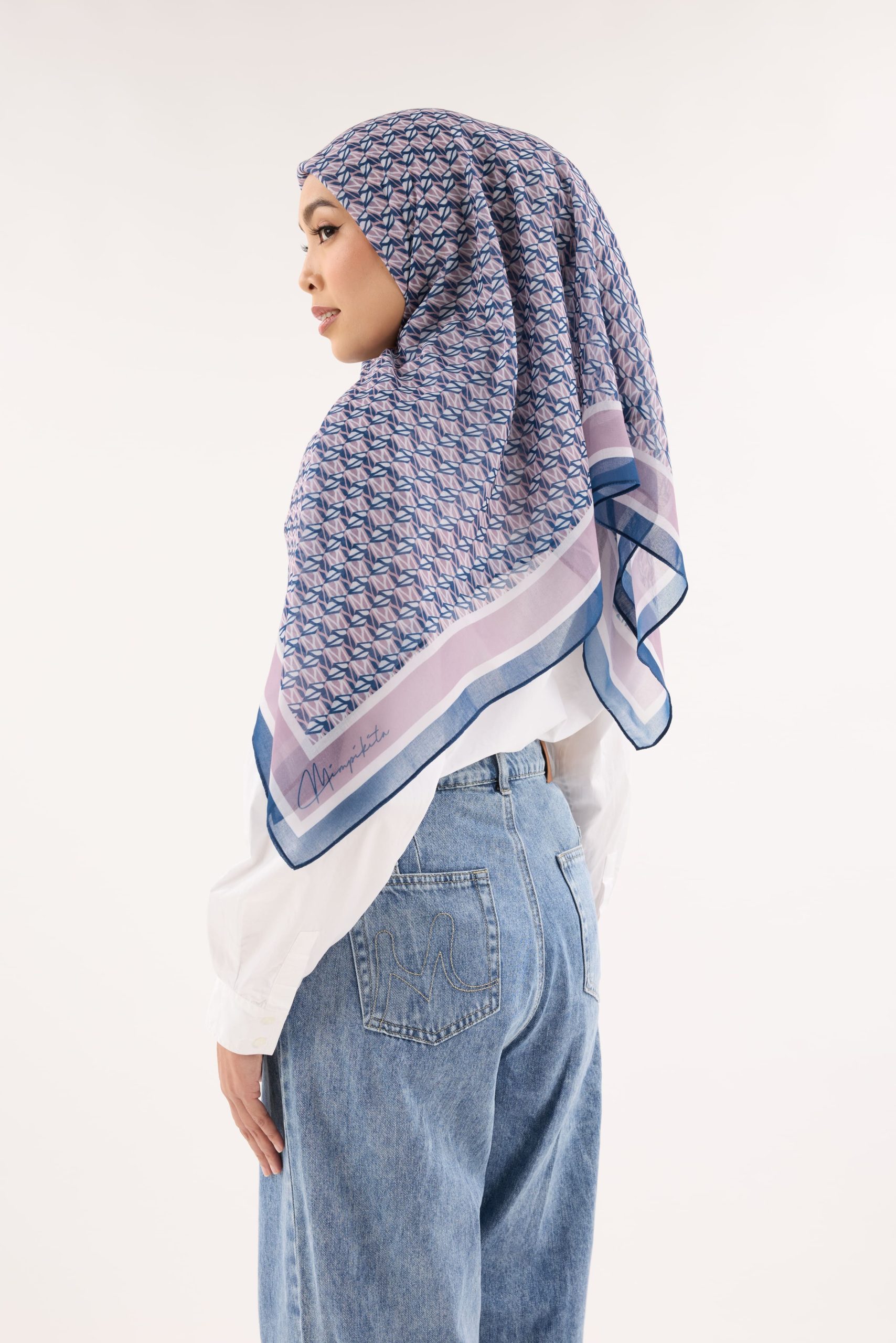arica blue pink emblem square scarf