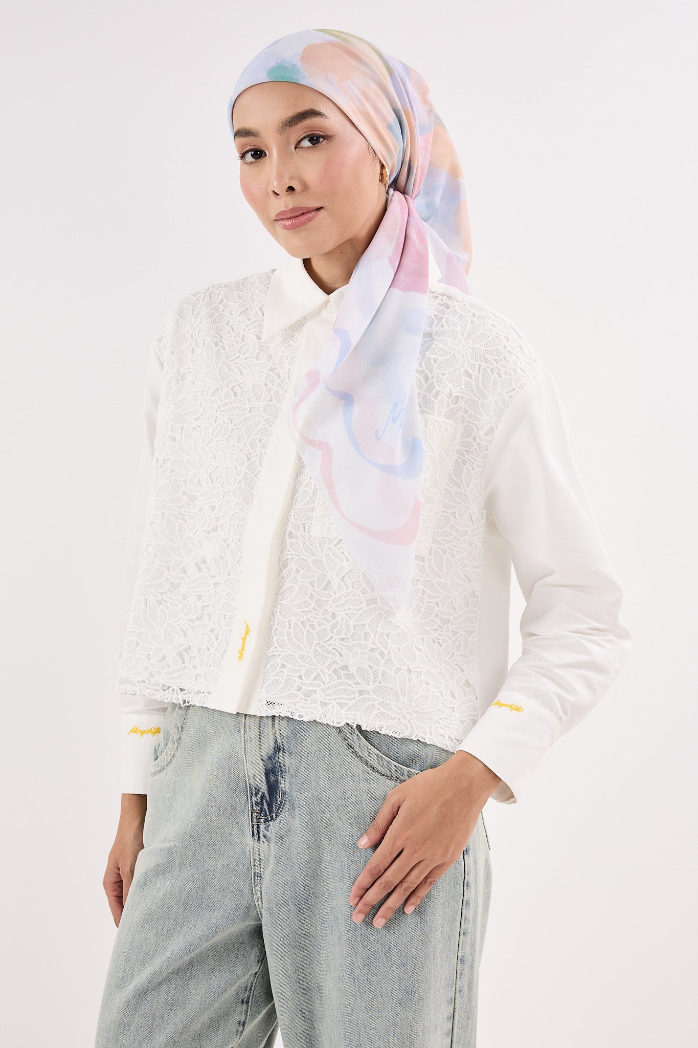 fruity white square scarf
