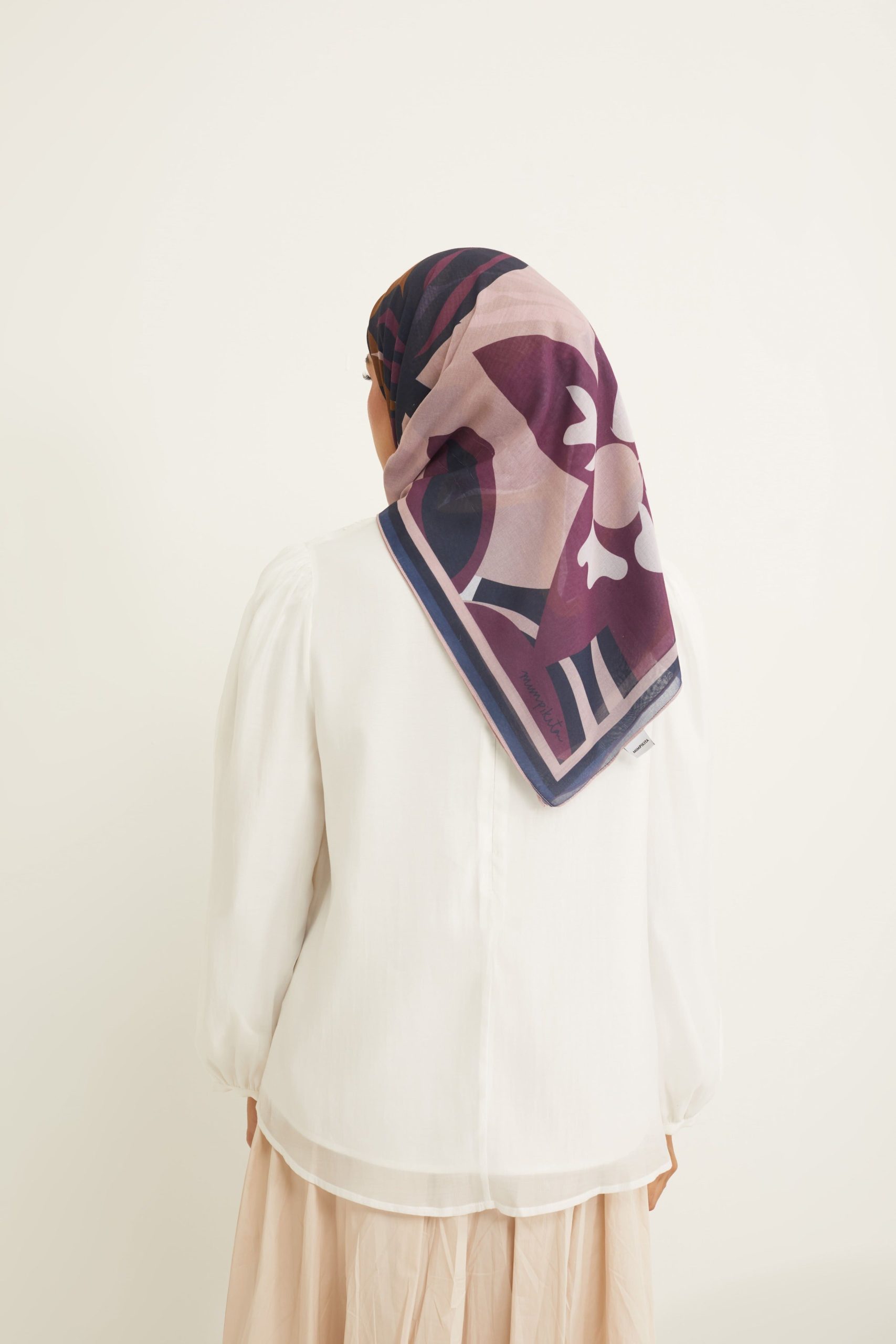 yara navy floral abstract voile scarf