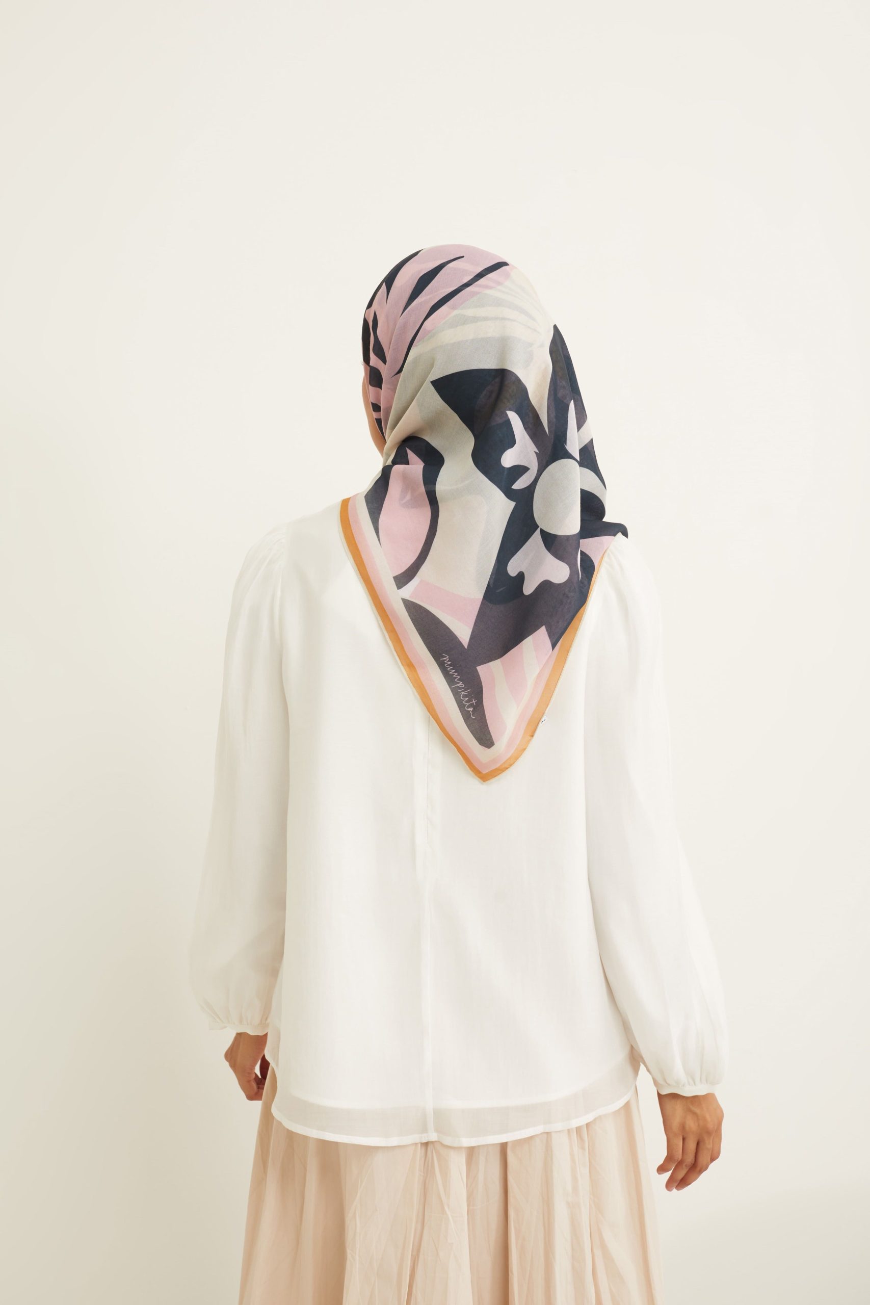yara pink floral abstract voile scarf