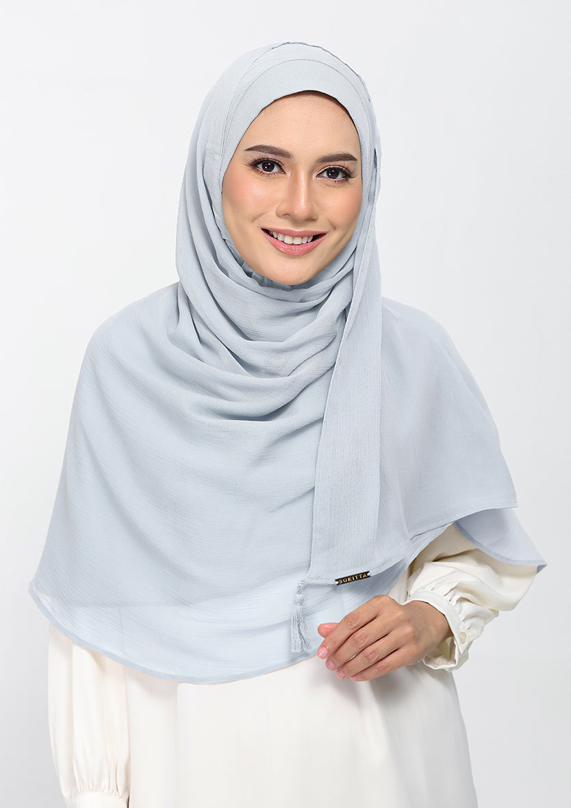 silver plain crinkled chiffon