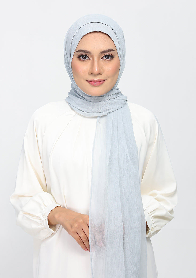 silver plain crinkled chiffon