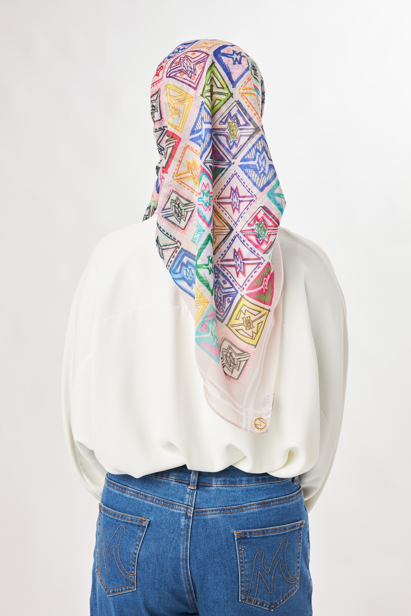 marny square scarf colourful white