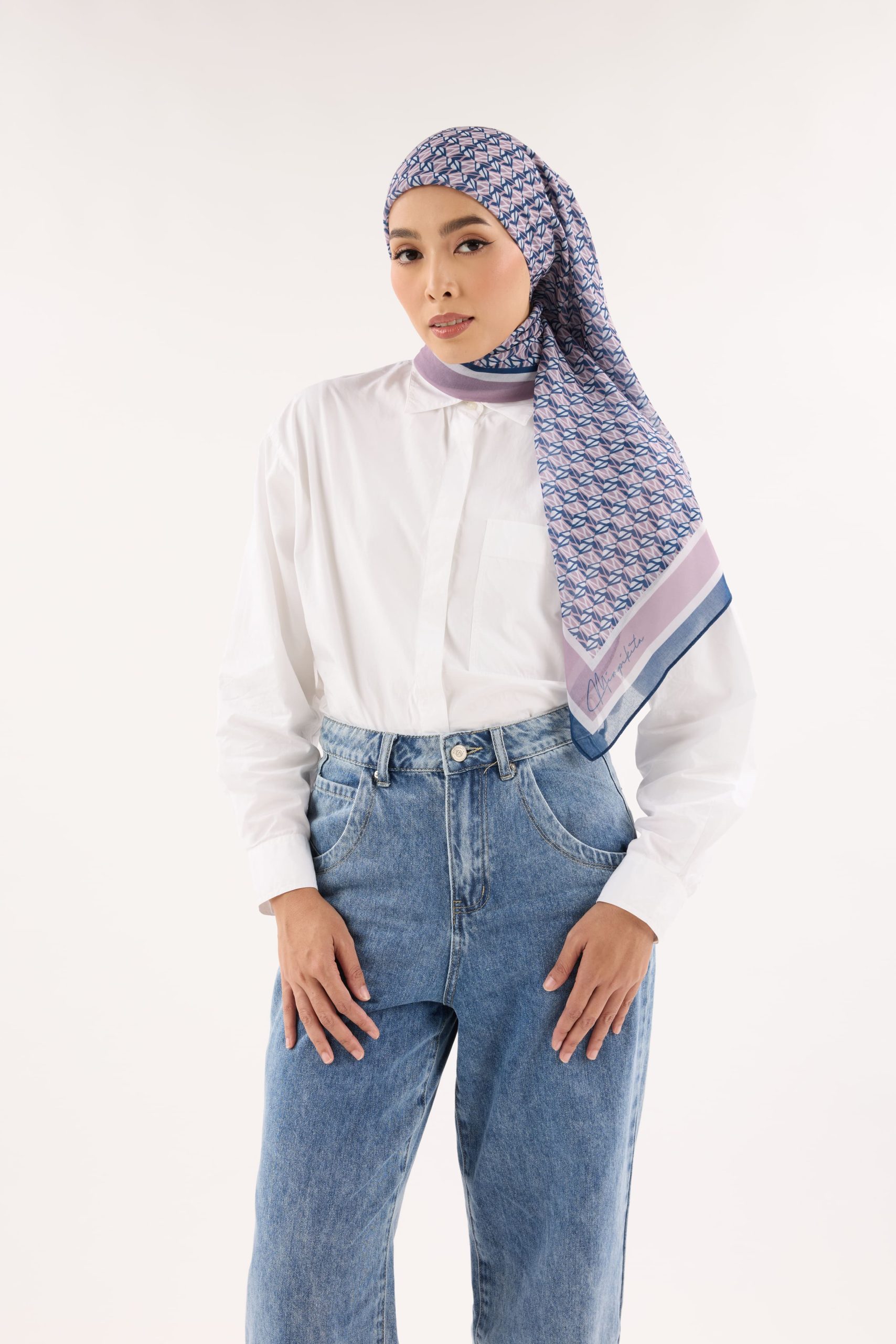 arica blue pink emblem square scarf