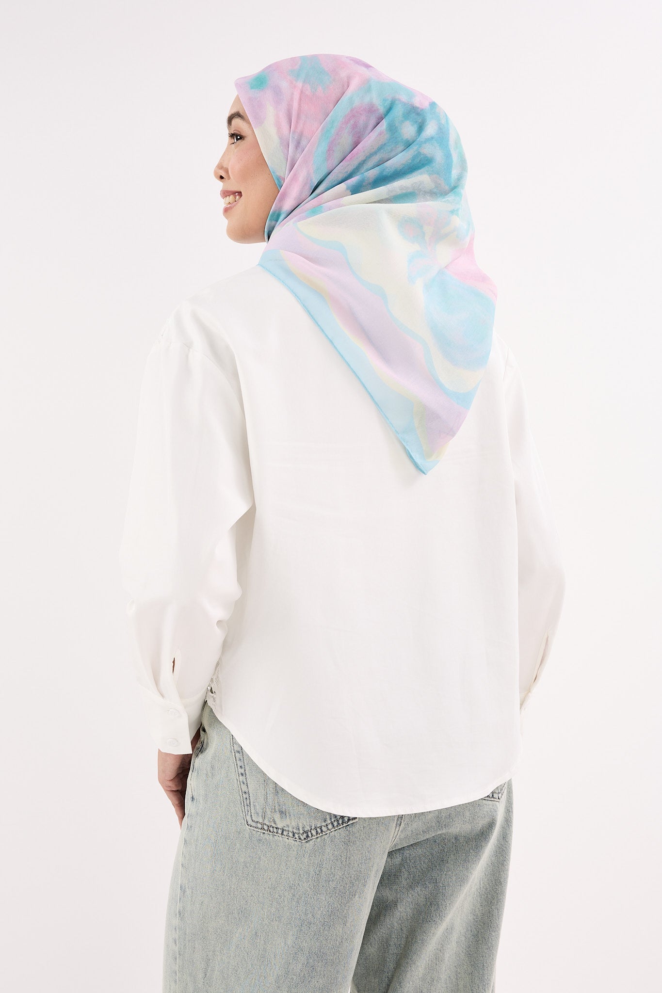 fruity baby blue square scarf