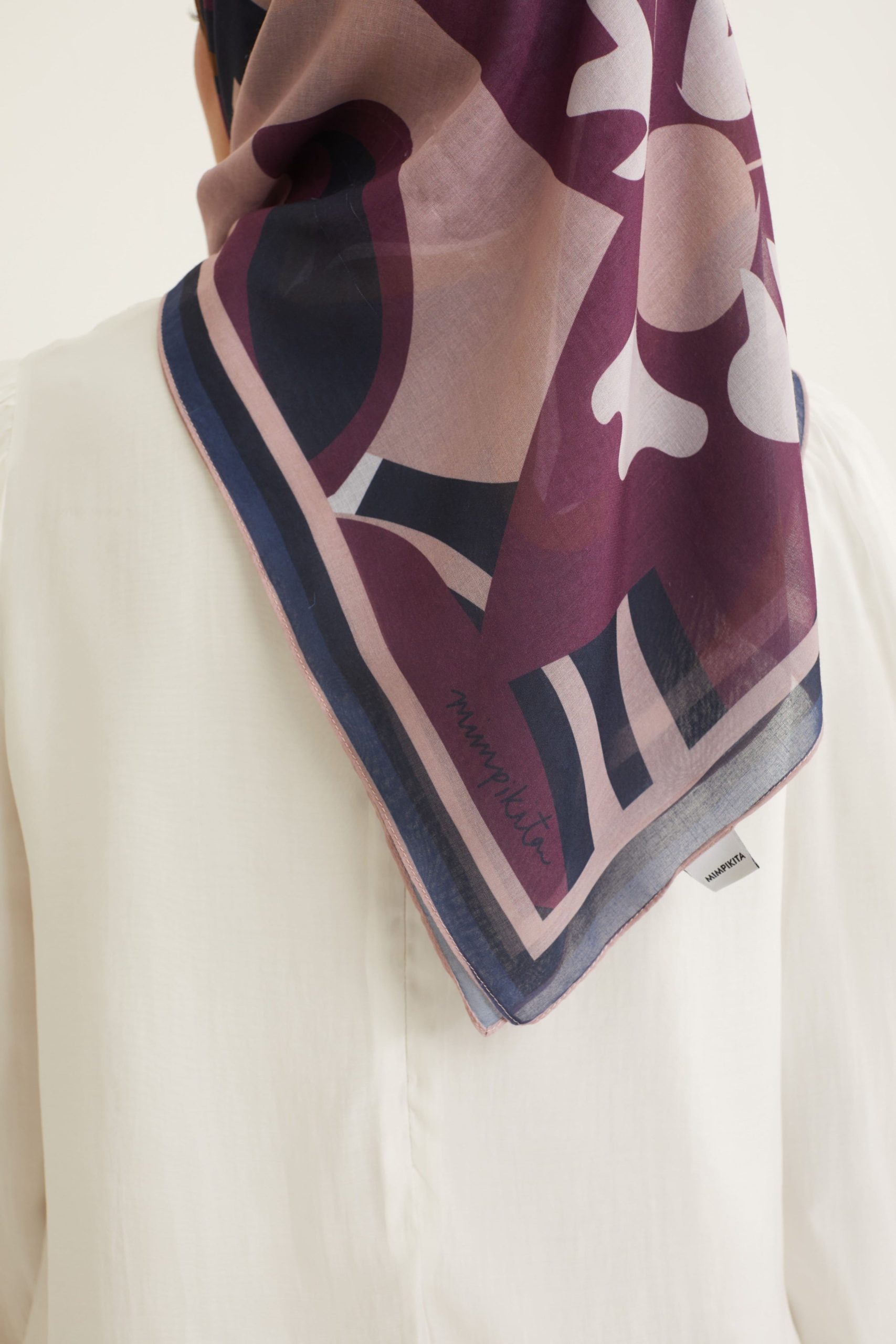 yara navy floral abstract voile scarf