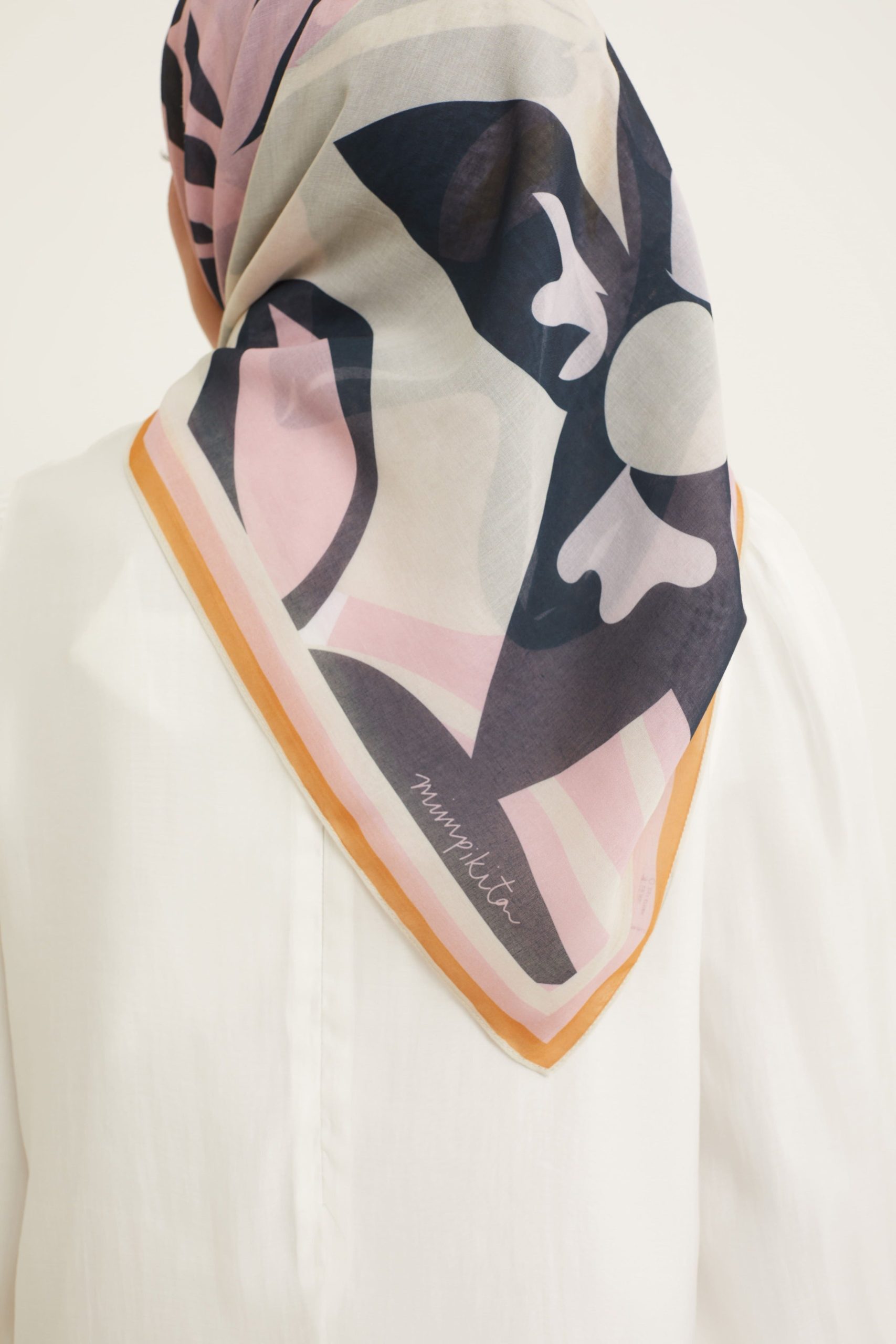 yara pink floral abstract voile scarf