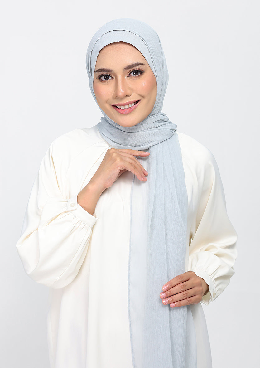 silver plain crinkled chiffon