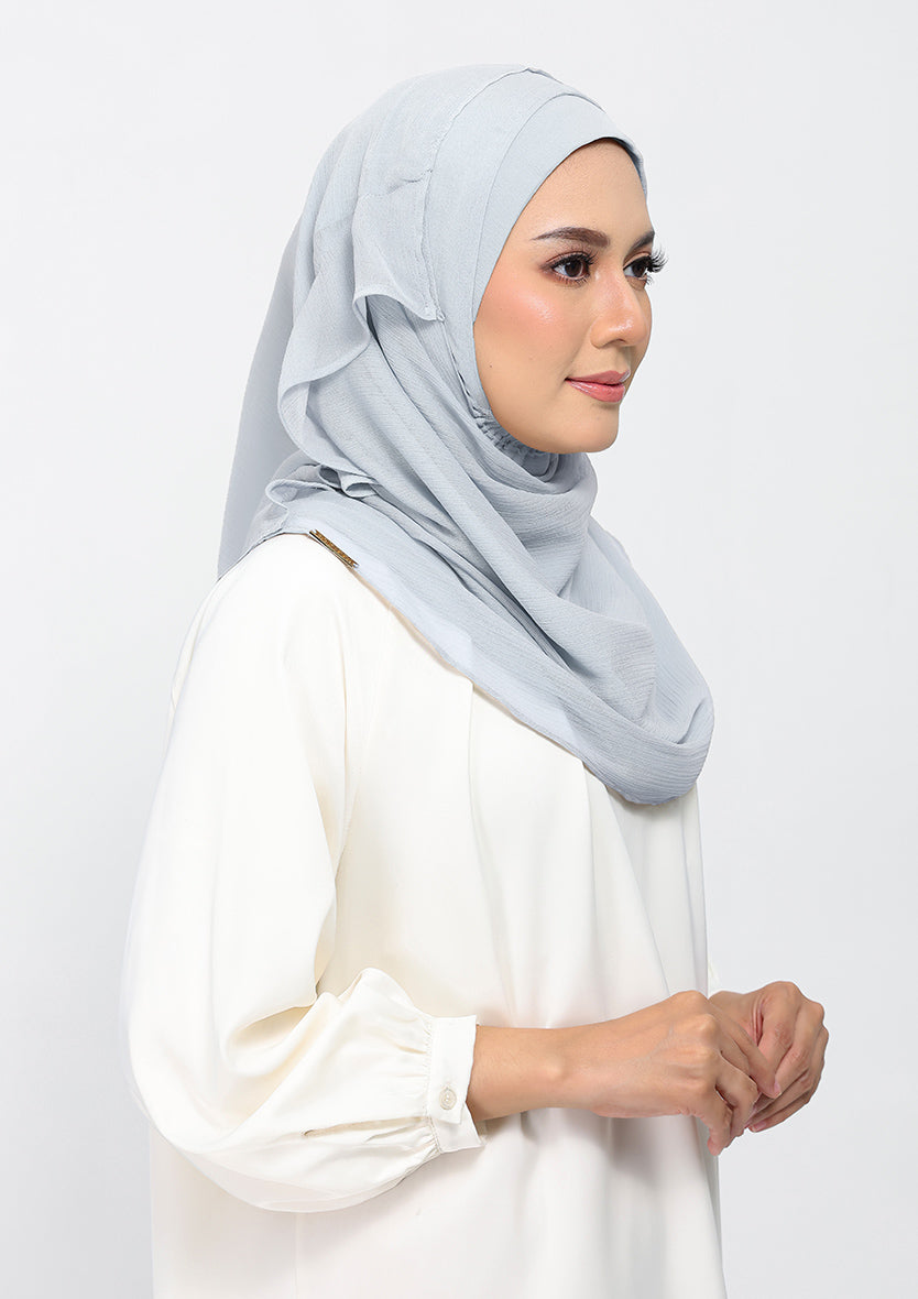 silver plain crinkled chiffon