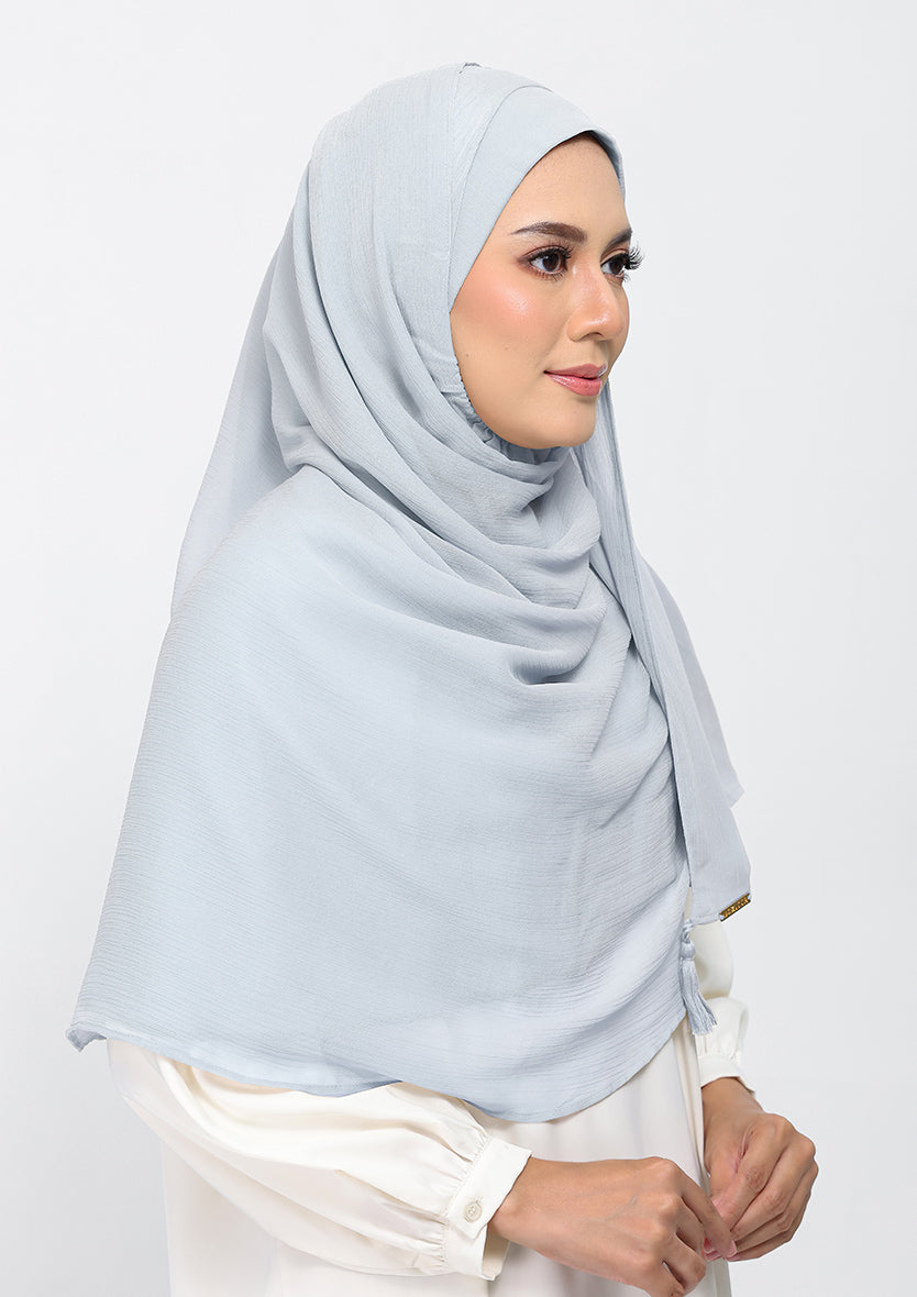 silver plain crinkled chiffon