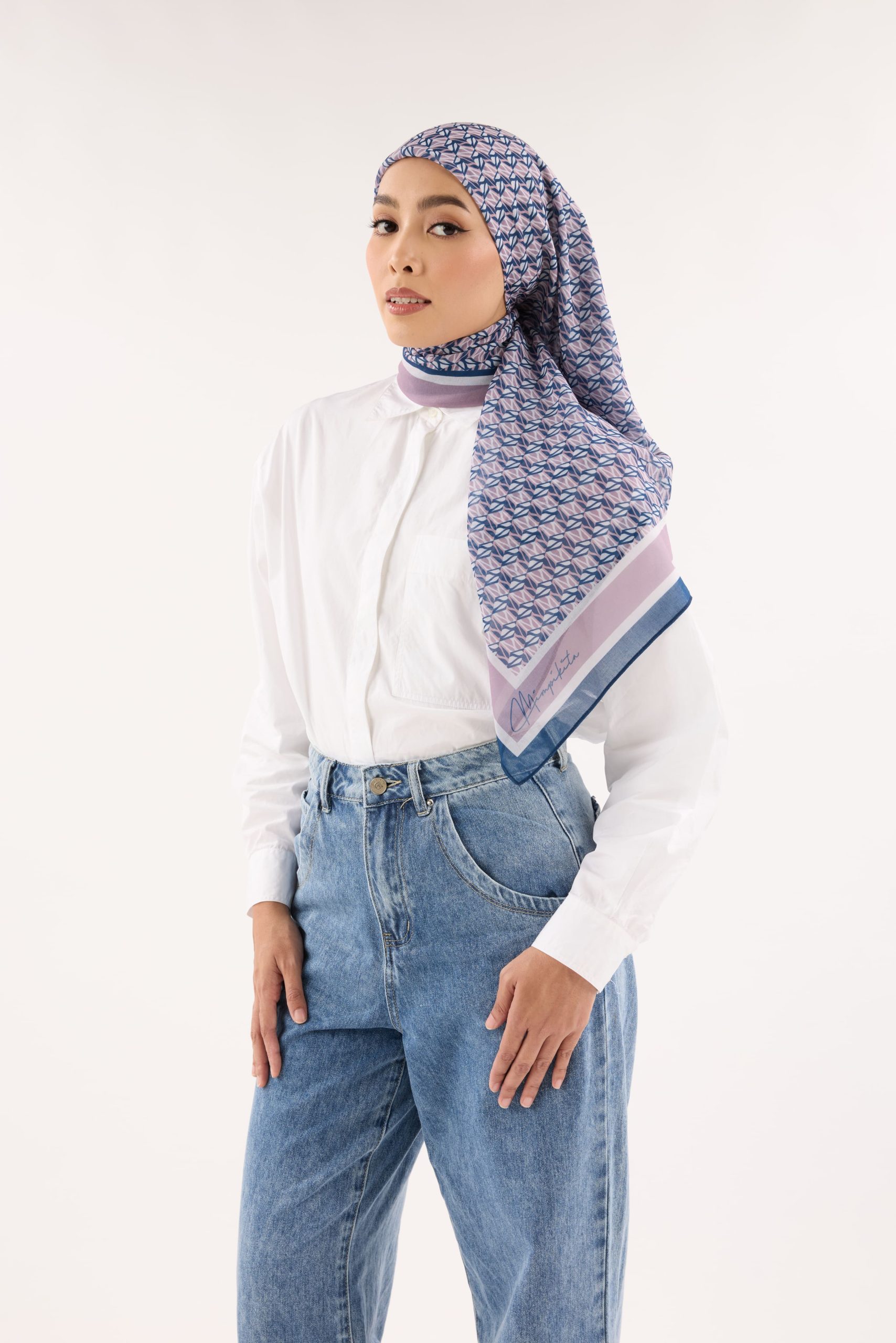 arica blue pink emblem square scarf