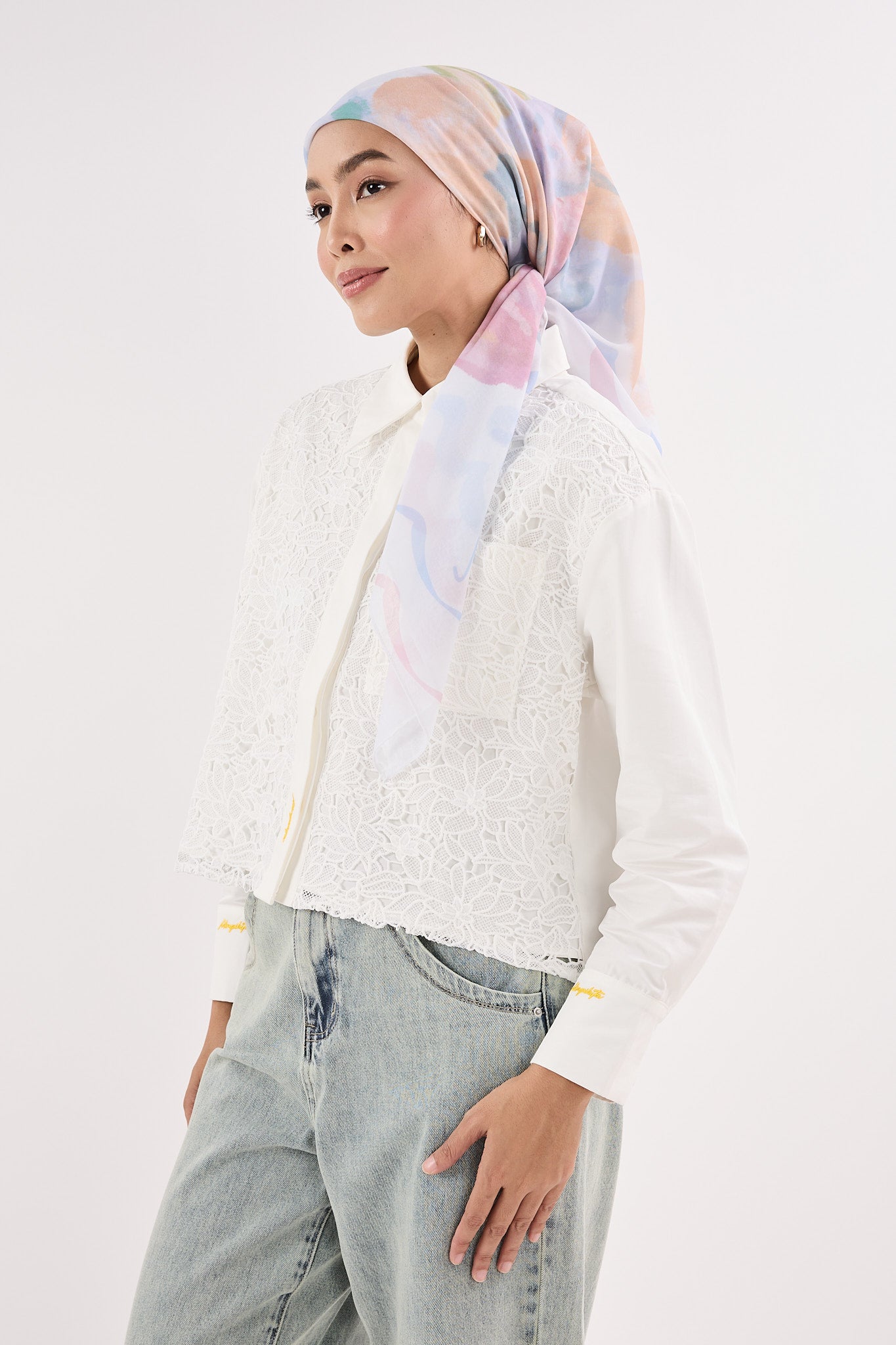fruity white square scarf