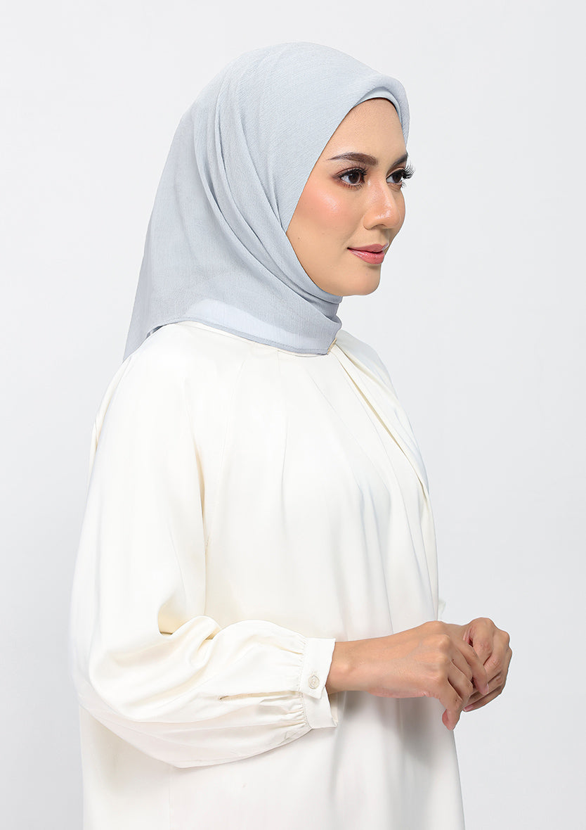 silver plain crinkled chiffon