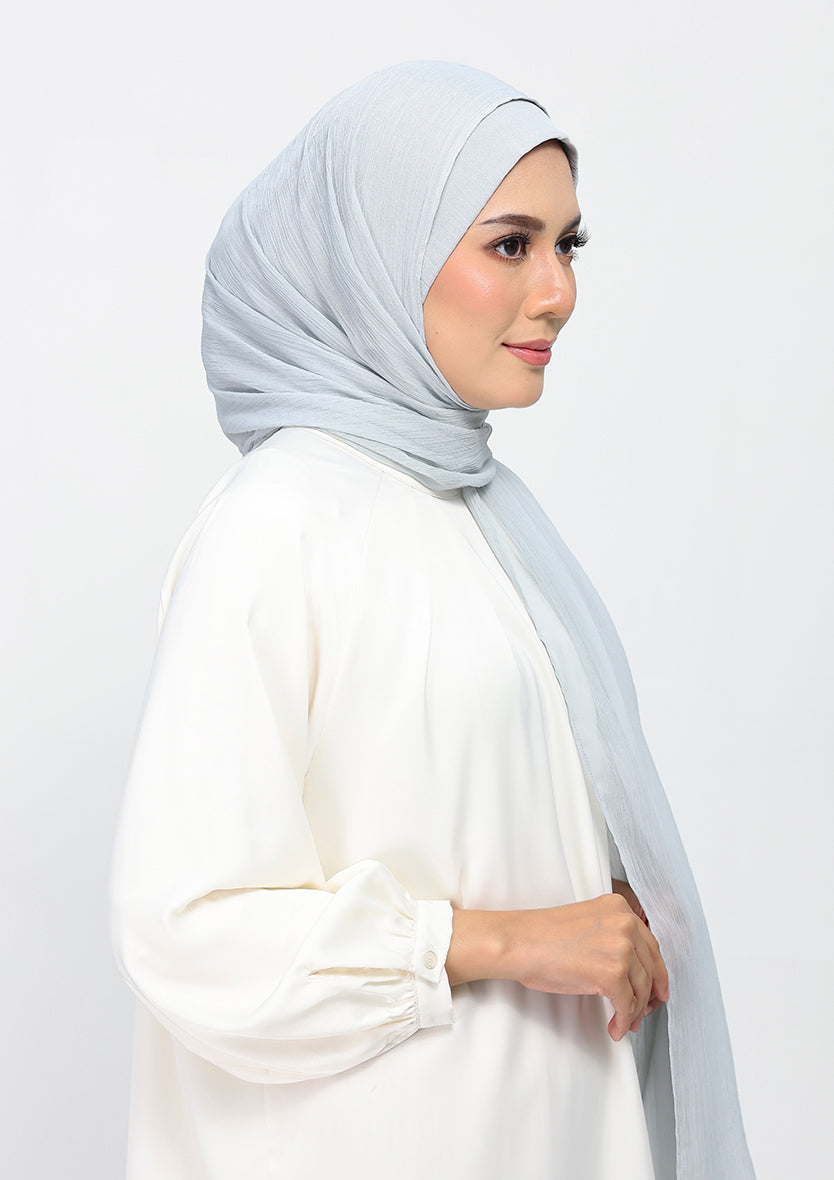 silver plain crinkled chiffon